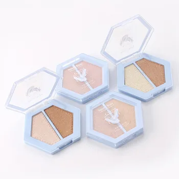 

2-in-1 Highlighter Palette, Gorgeous Luster Super Silky Texture, Long Lasting Waterproof Glow Bronzer Highlighter Powder