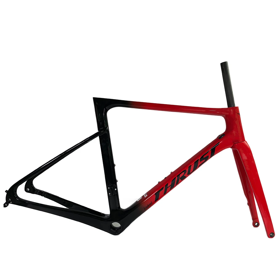 Тяга новейший красный черный градиентный дисковый тормоз карбоновая рама для шоссейного велосипеда: карбоновая рама+ подседельный штырь+ вилка+ зажим+ гарнитура - Цвет: Red black