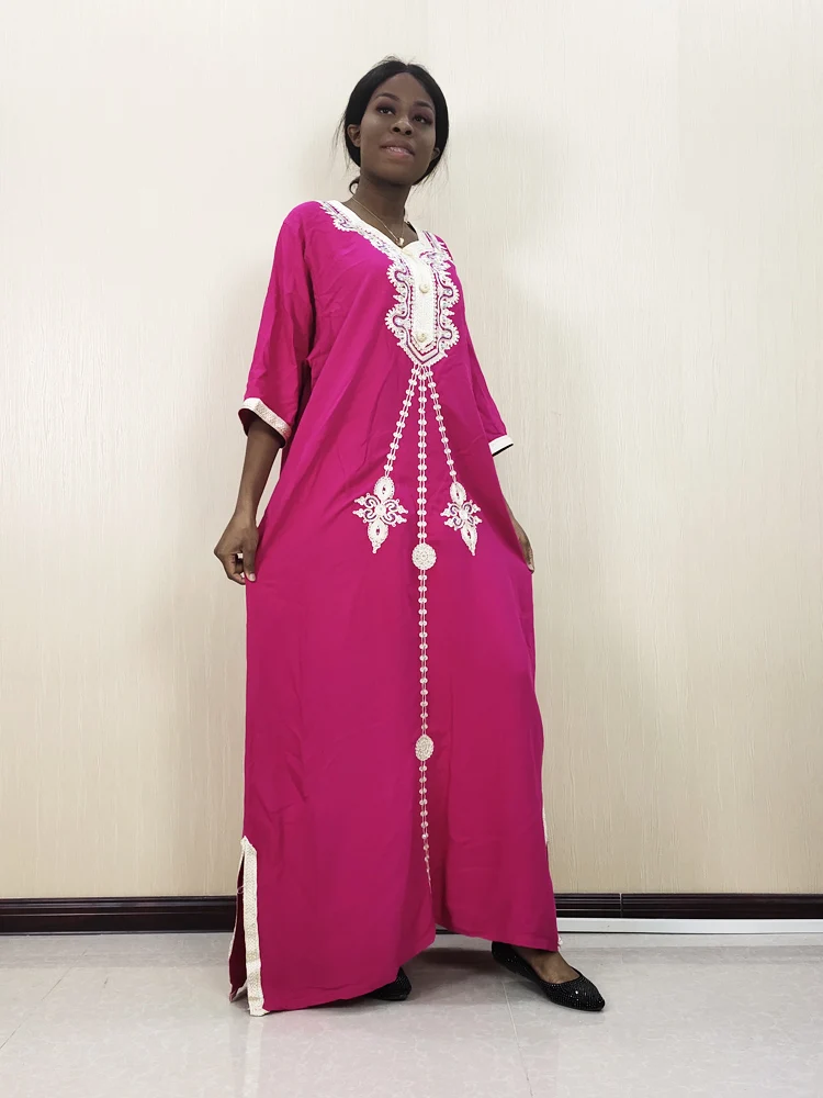 African Kwanzaa Embroidery Half-sleeved Elegant Sequin Dashiki Dress for Lady