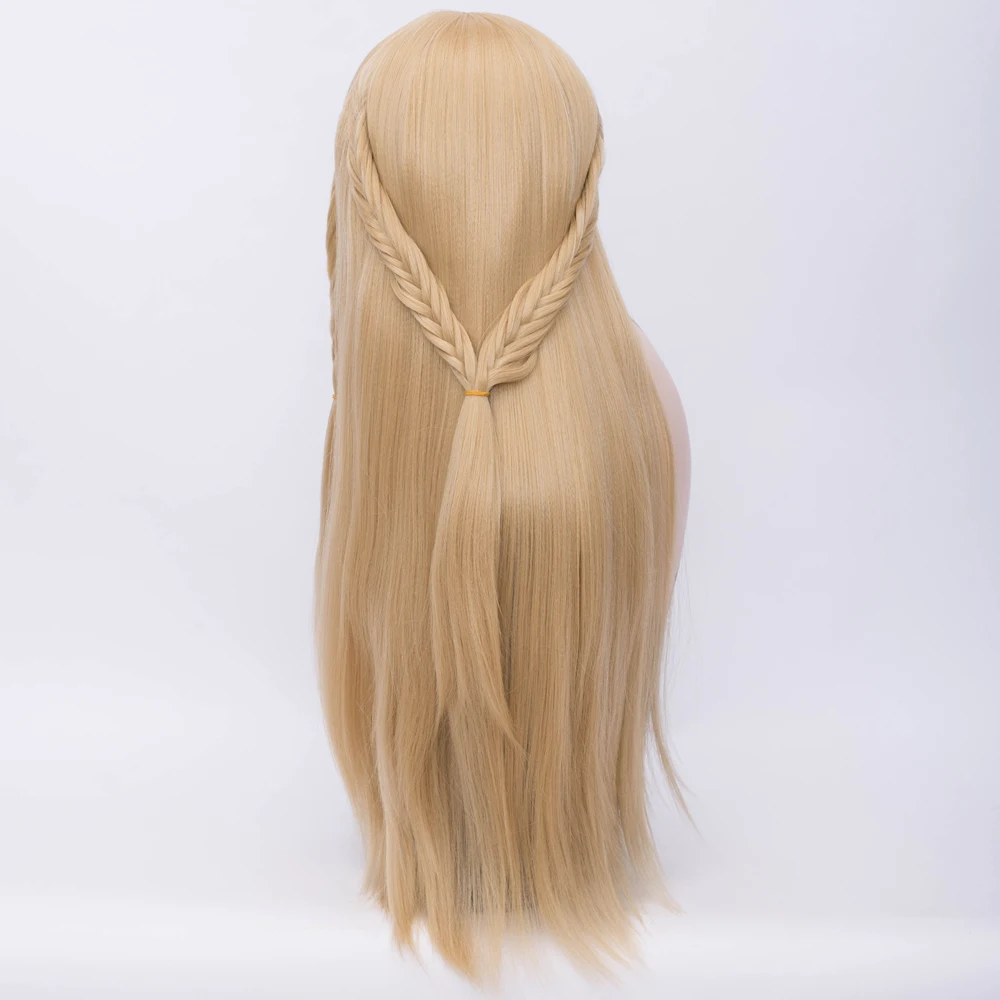 Длинные Синтетические прямые Косплей парики плетение волос Блонд Роза чистая женский парик