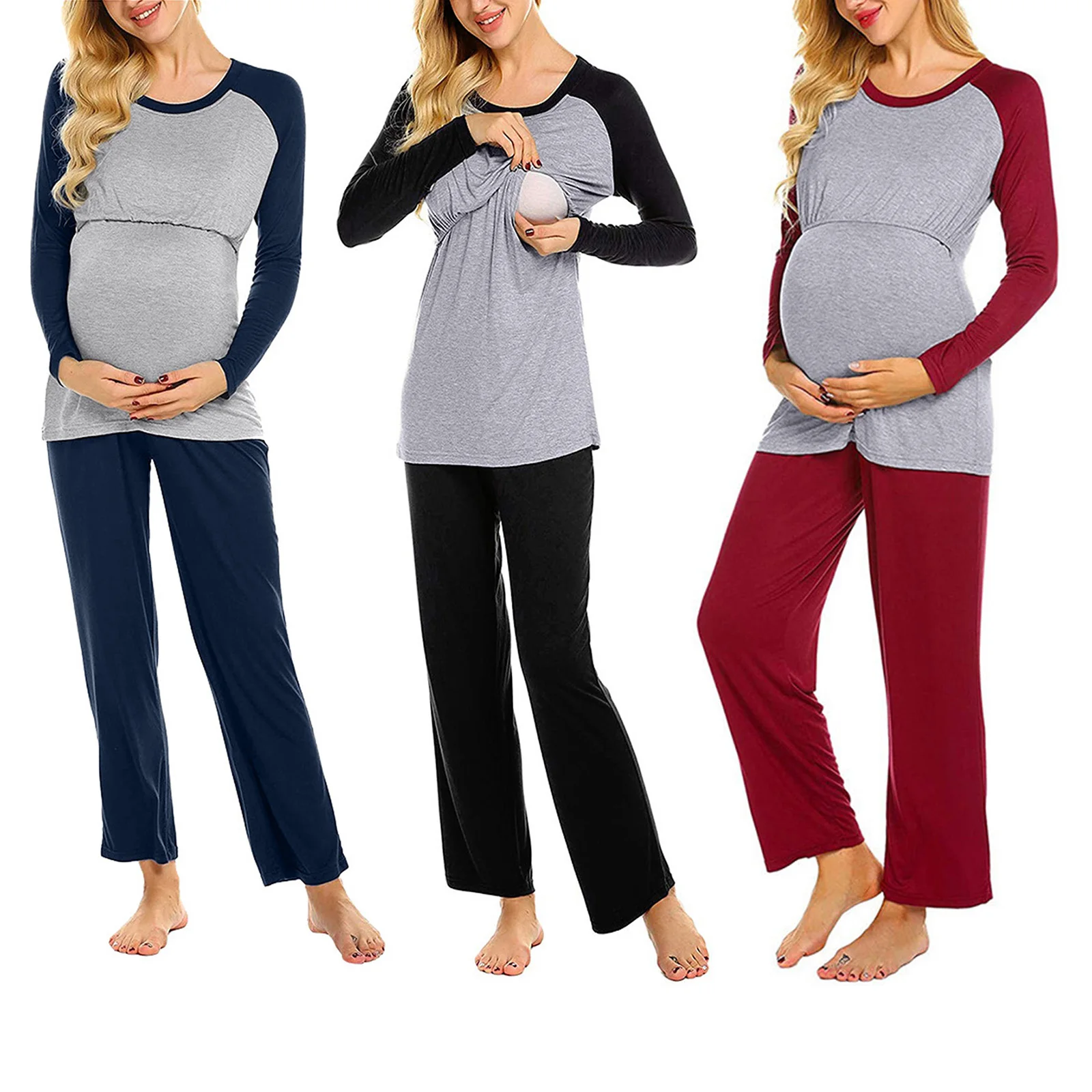 Maternity Pajamas Set Nightgown Feeding Breastfeeding Childbirth