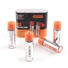 Original Sorbo 4pcs USB Rechargeable Battery AA 1.5V 1200mAh Quick Charging Li-po Battery Quality AA Batteries Bateria RoHS CE Original Sorbo 4pcs USB Rechargeable Battery AA 1.5V 1200mAh Quick Charging Li-po Battery Quality AA Batteries Bateria RoHS CE