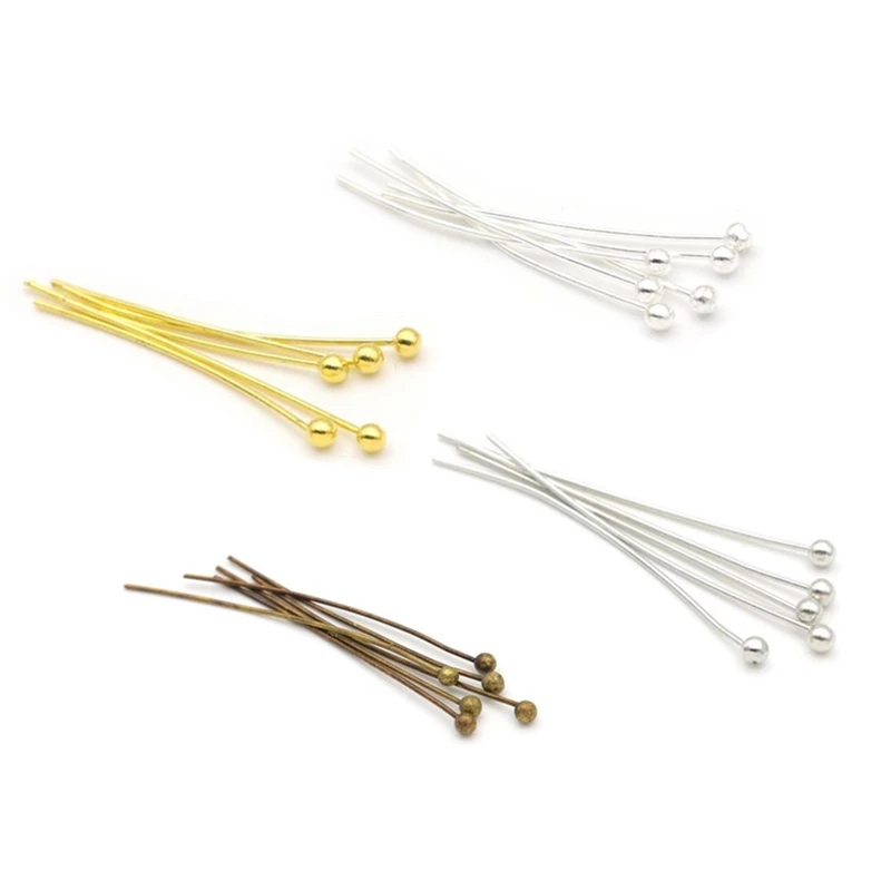 

200pcs/lot 18 20 24 30 35 40 mm Gold Silver Metal Ball Head Pins For Diy Jewelry Making Head pins Findings Dia 0.5mm Supplies