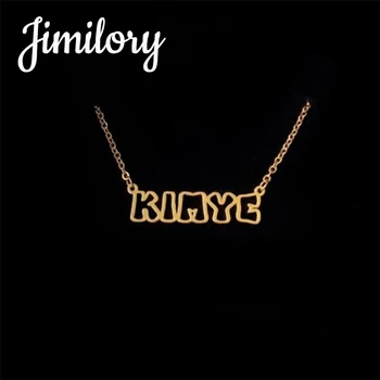 

Raexrage Custome Hollow Name Necklaces Stainless Steel Personalized Outline Letter Nameplate Necklaces Love Couple Gifts