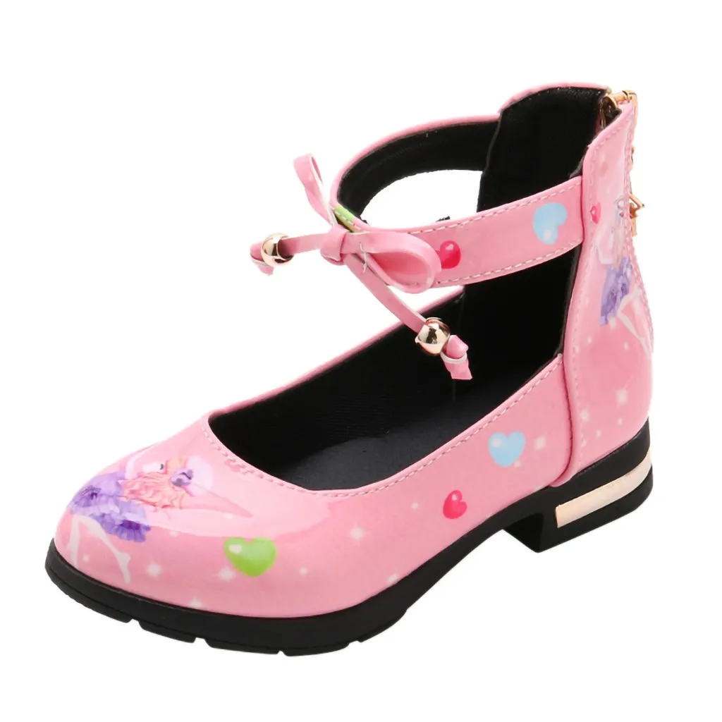 Детская обувь принцессы на молнии с мультяшным сердцем и бантом для маленьких