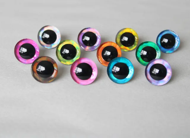 20pcs  12kinds colors 9mm14mm 16mm 18mm 20mm 25mm 30mm 35mm Trapezoid toy eyes 3D COLORFUL SAFETY DOLL EYES FOR DIY CRAFT--D12 1