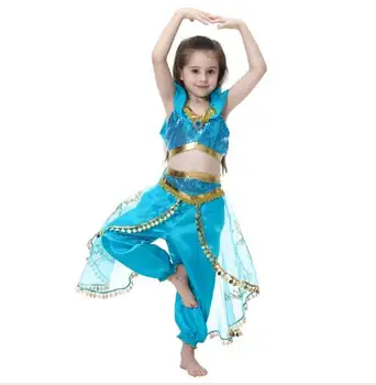 

Kid Girl Aladdin Lamp Princess Jasmine Costume Fantasia Halloween Party Belly Child Cosplay Outfit Book Week Fancy Dress