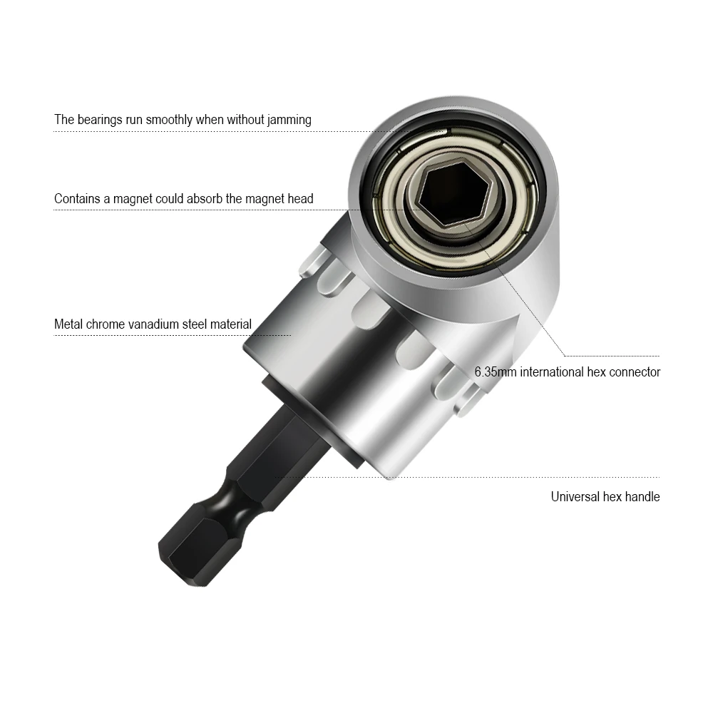 JelBo 105 Degrees Right Angle Adapter Drill Bits with 1/4