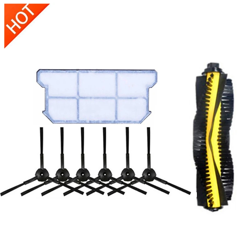 chuwi ilife v7 v7s pro Robotic Vacuum Cleaner parts kit 1 main brush+6 side brush+1 dust hepa filter accessories | Бытовая техника