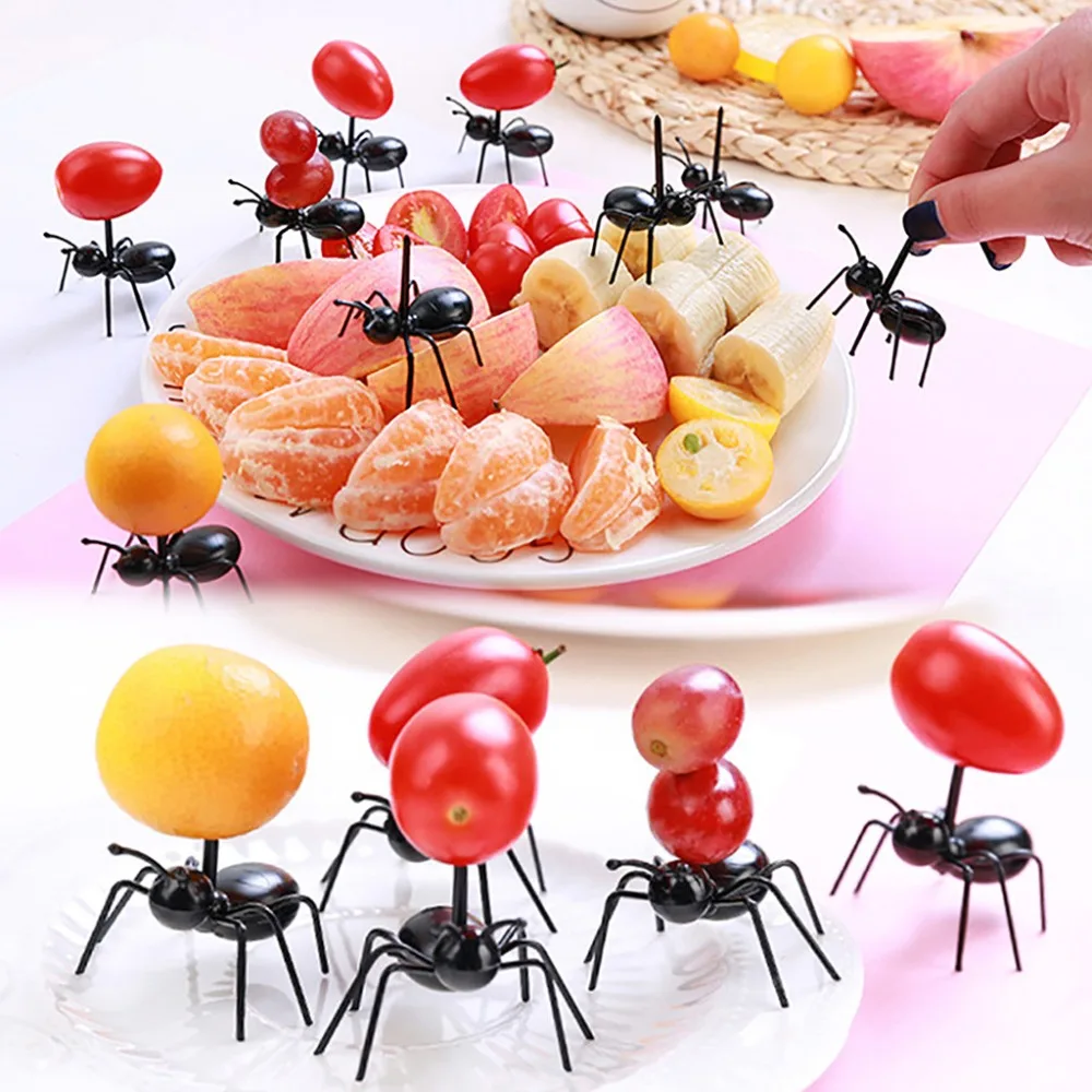 Top Sale 24pcs Fruit Fork Ant Shape Forks Snack Cake Dessert Tableware for Home Kitchen Party Dinner Fruit Pick Kitchen tools