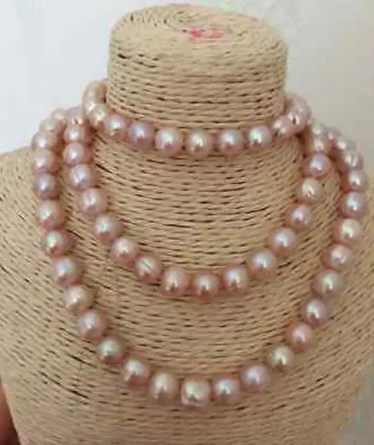 Elegant10-11mm Южное море barouqe Лавандовый жемчуг ожерелье 36 дюймов 50”