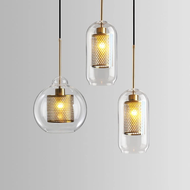 

Modern Loft Pendant Light E27 Glass Ball Hanglamp Living Kitchen Light Restaurant Bar Fixture Dining Room Luminaire Hanging Lamp