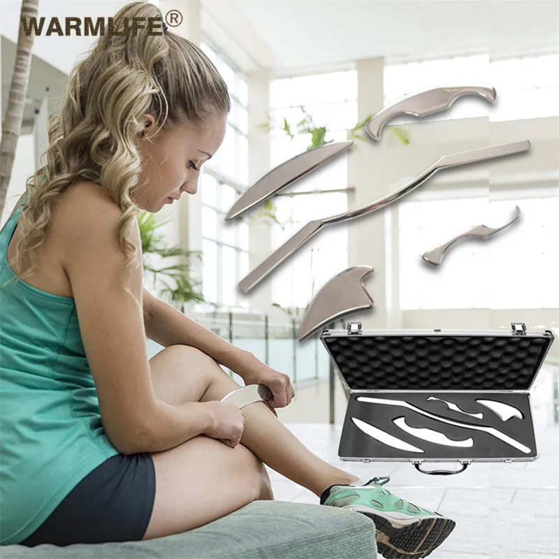 

Medical Fitness Stainless Steel Scraper Physiotherapy Console Knife Relax Muscle Meridian Massage 5 Pieces