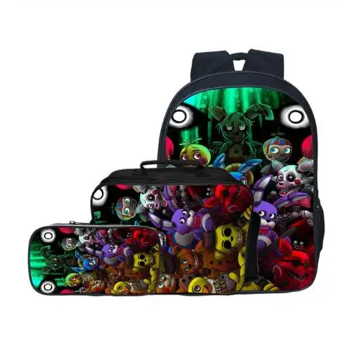 

3pcs/set Fashion Cartoon Five Night At Freddy Children Backpacks Student Suit Bag Kids Baby School Bags Boys Schoolbag for Girls