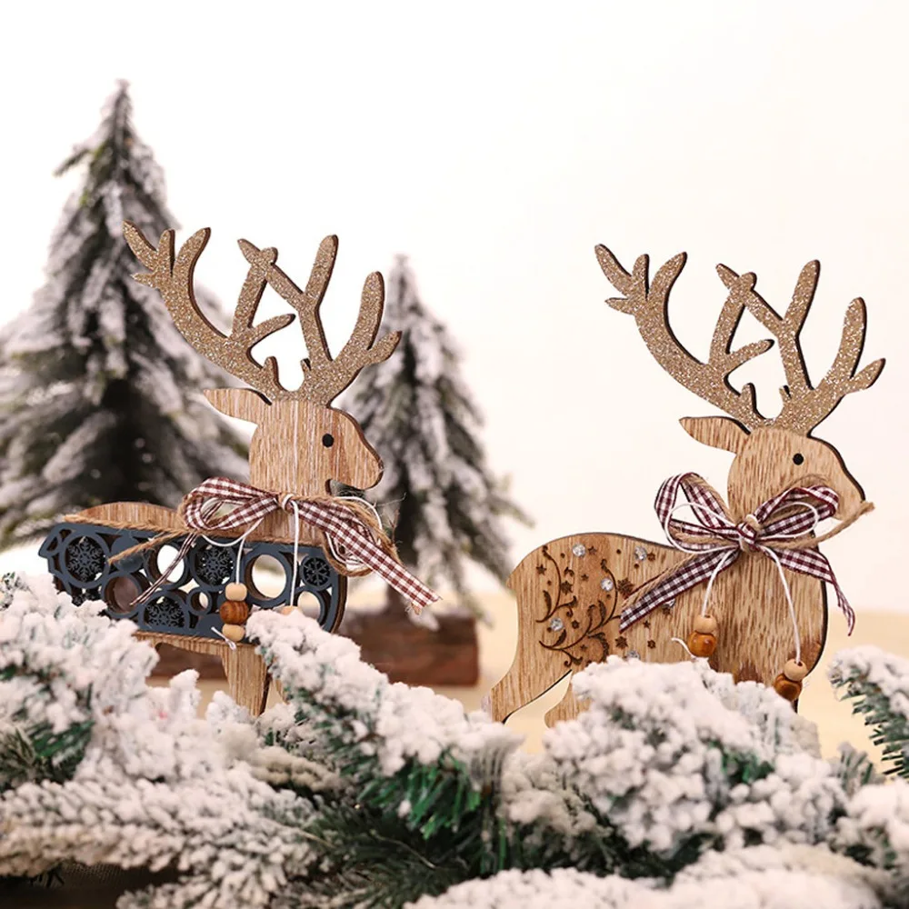 Christmas decoration for home wooden ornament elk gift window table simple decoration new year decor adornos navide os 30S11 (2)
