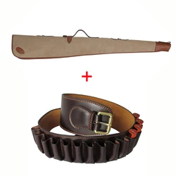 Tourbon-Accesorios de pistola de caza Vintage, bolsa de escopeta, lona y cuero, calibre 12, Cartucho de cuero genuino, cinturón de munición, Bandolier