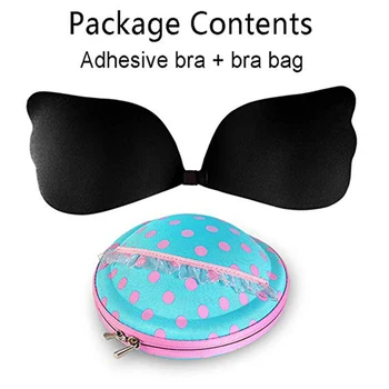 

WOWENY Women Chest Shape Self-Sticky Adhesive Invisible Bra Pasty Push Up Plunge Reusable Strapless Backless with Underwear Bag