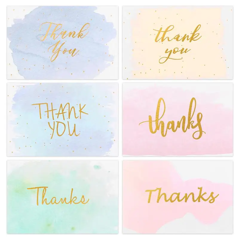  48PCS Birthday Thank You Greeting Cards with 48PCS Envelopes Bronzing Greeting Card Invitation Card - 4000465339396