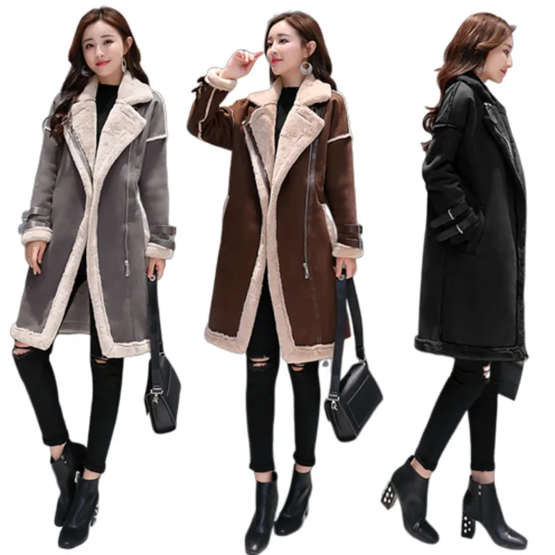 Goede Winter Lange Lamswollen Jas Vrouw Down Split Wollen Solid Jassen Manteau Femme Hiver Dames Jassen Herfst Winter Vrouwelijke Overjas