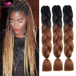 Ombre Color Synthetic Hair Braids Jumbo Box Braids Hair Extensions Wholesale Pre Stretched Braids 24Inch 100g/pcs