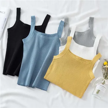 

New knitted camisole women tank top bottoming shirt sexy Korean style sleeveless top