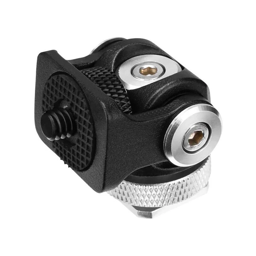 Hot Shoe Adjustable Monitor Holder Mount Camera Pan 360 Degree Tilt 180 Degree with Cold Shoe Mount and 1/4'' Tripod Head for cold shoe ball head,monitor mount adapter
