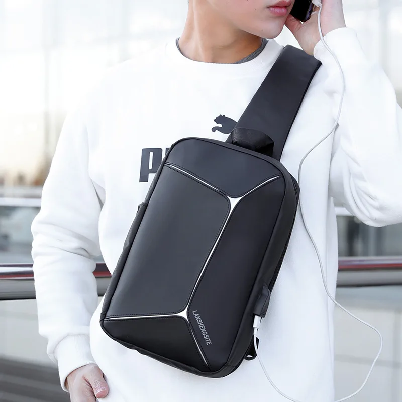 

Jiang Hao Korean-style Shoulder Casual Multi-functional Single-shoulder Crossbody Bag Men Business Travel Waterproof PVC Shoulde