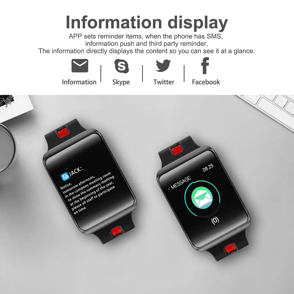 Smart Watch Heart Rate Tracker Blood Pressure Calories Dynamic Heart Rate Blood Pressure Detection Time