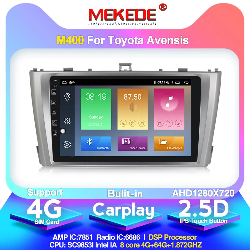 Android 10.0 arrival!Mekede Car Multimedia Player autoradio for Toyota T27 Avensis 2009-2014 with DSP carplay wifi BT gps radio