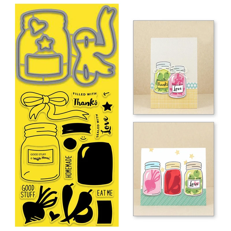 

Naifumodo Bow Can Metal Cutting Dies Bottle Stamps Scrapbooking for Making Cards Album Decorative Embossing DIY Crafts Stencils