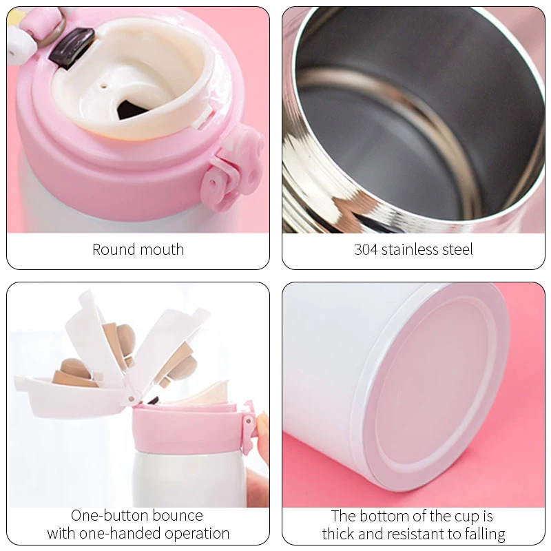 Cute Unicorn Thermos Bottle Stainless Steel Thermal Mug Bouncing Lid Water Bottle for Children Girls Gifts Portable Drinkware 5