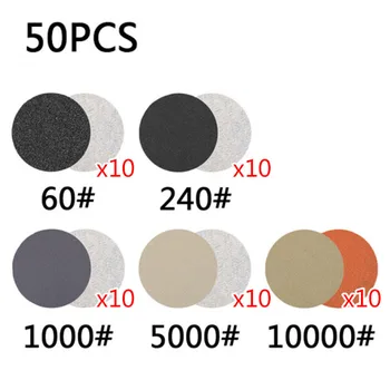 

50pcs Silicon Carbide 1 Inch 40-2000 Wet/Dry Sanding Disc Flocking Sandpaper Kit