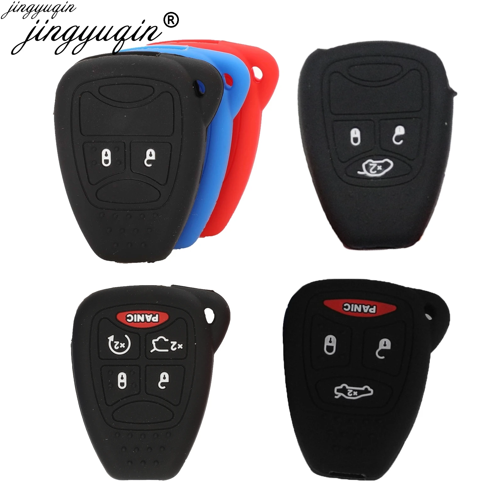 

Jingyuqin Silicone Key Case Cover For Jeep Charger Dodge Commander Cherokee Wrangler Liberty Pacifica Sebring Aspen Magnum