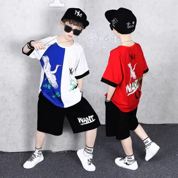 

2020 New Summer Casual Cartoon Stitching Boy Toddler Clothes Set Red T Shirt Tops Pants 2Pcs/sets Cotton Kids Outfits Clothing