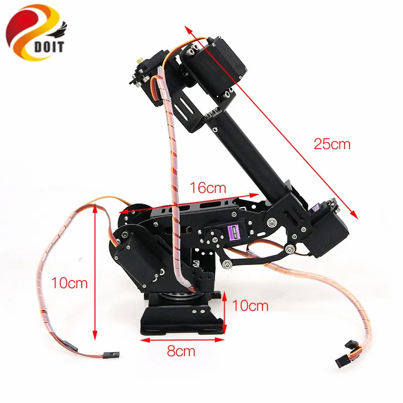 SZDOIT набор металла 7 DOF робот комплект платформы 7 осевой металлический Роботизированный рычаг с TS300 амортизирующий бак шасси сервоприводные двигатели DIY