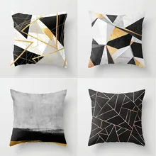 45 * 45cm pillow case Simple geometric abstract pattern printed polyester pillowcase Square decorative pillowcase simple rhombus pattern square shape flax pillowcase without pillow inner