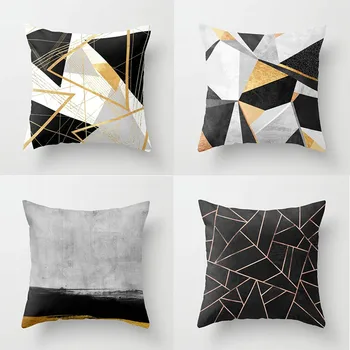 

45 * 45cm pillow case Simple geometric abstract pattern printed polyester pillowcase Square decorative pillowcase