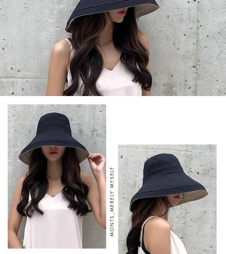 Осенне-зимняя шляпа козырек Складная широкая с полями, солнце шляпа пляжные шляпы для женщин хлопчатобумажная шляпа женская широкополая шляпа шляпы