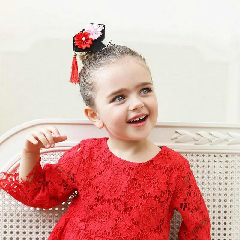 Chinese TV Qing Dynasty Hair Accessories Kids Barrette Pearl Princess Hair Clips Girls Mini Tassel Flower Hairpins