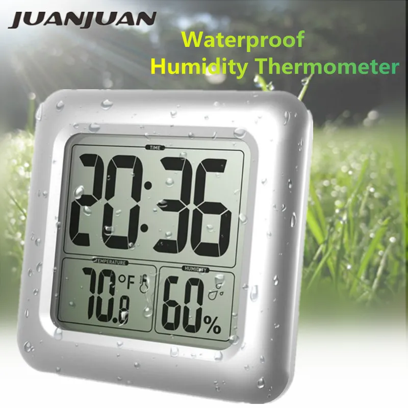 Waterproof Digital Large Wall Clock Shower Clocks Temperature Humidity Thermometer with suction cup for Bathroom Kitchen 40%off |