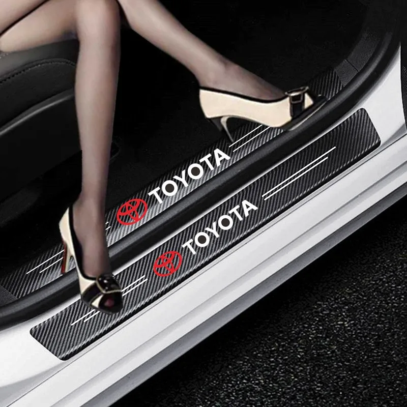 

Car-Styling 4PCS Carbon Fiber Door Sill Carbon Fiber Sticker Decals For Toyota Corolla Rav4 Auris Camry Yaris CHR Accessories