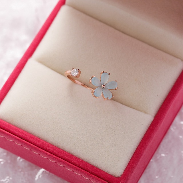 New Gorgeous Geometric Flower Hollow Butterfly Bowknot Full Zircon Opening Finger Ring For Women Charm Beach Party Jewelry