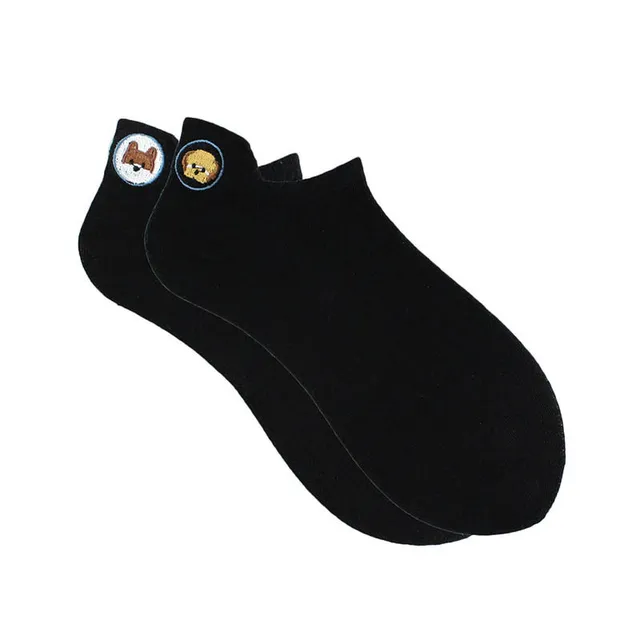 Anewmorn Cute Cat Cotton Boat Socks Woman's Embroidery Heel Ears Cartoon Socks Ins Fashion Kawaii Animal Girl Sokken B05black