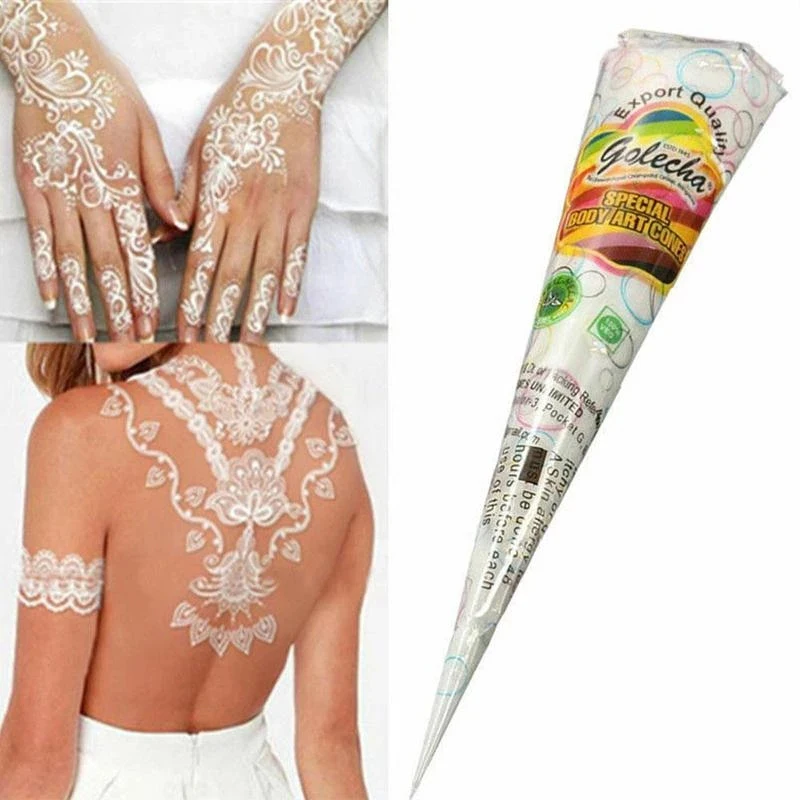 DIY Natural 25g Henna Tattoo Paste White Cones Indian Wedding Drawing Body Painting Temporary Cream Cone | Красота и здоровье