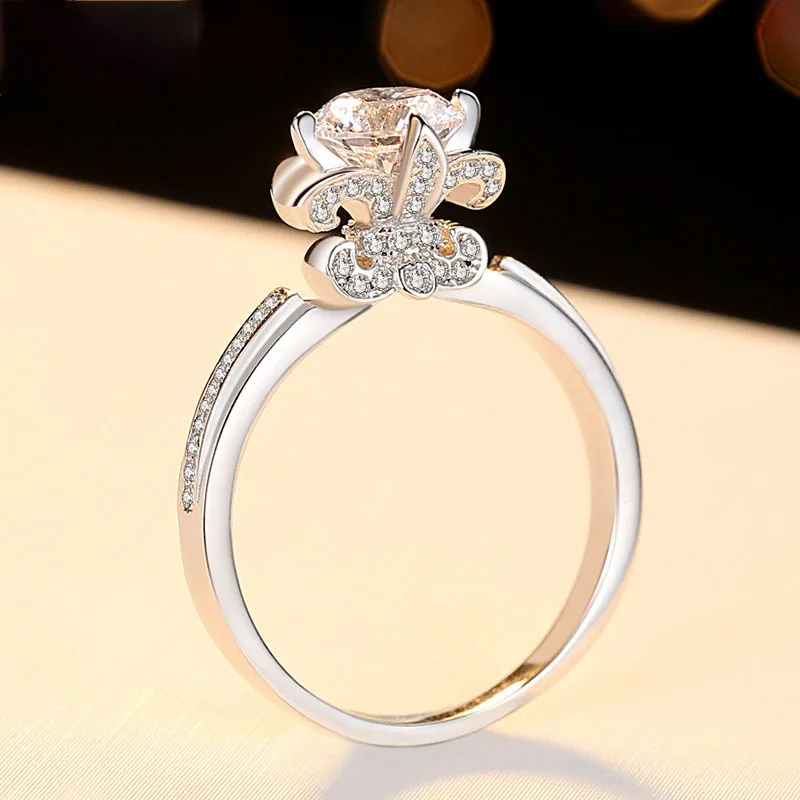 

Engagement 1ct CZ Stone Hearts and Arrows Cut Brilliant Round Ring Fiancee Solid 925 Sterling Silver Proposal Ring Gift for Wife