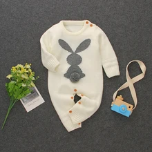 

Newborn Baby Romper Knitted Long Sleeve Autumn Infant Kid Jumpsuit Outfit Cute 3D Rabbit Toddler Girl Boy Clothing Warm Playsuit