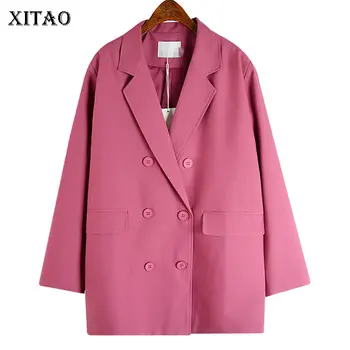 

XITAO Double Breasted Solid Blazer Women 2020 Autumn Casual Fashion New Style Temperament All Match Full Sleeve Blazer ZP2765