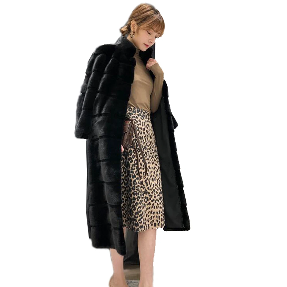 New Winter Keep Warm Luxury Real Rabbit Fur Long Coat Women Sheared