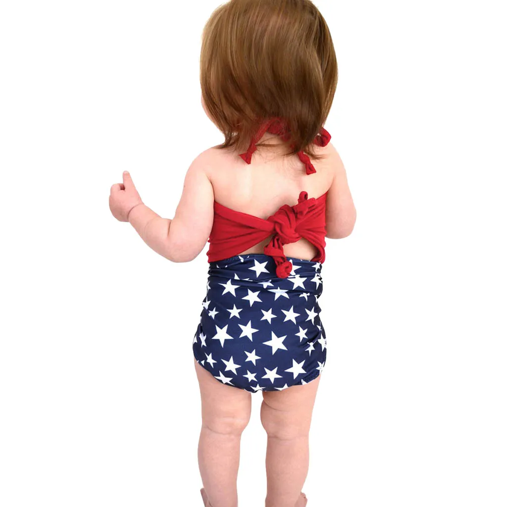 Купальник бикини с запахом и звездами для маленьких девочек 4 июля|Детские