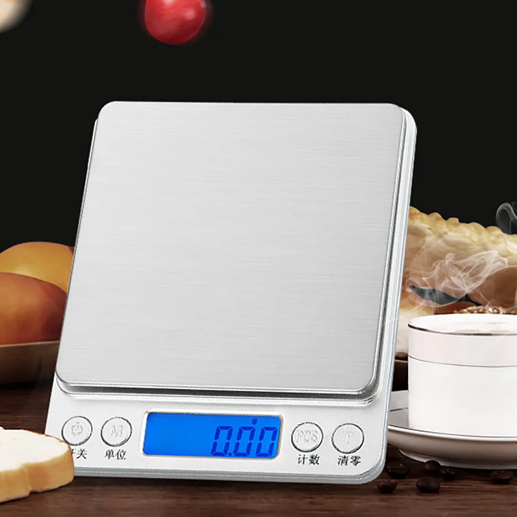 Mini Digital Scale LCD Screen Food Jewelry 0.1g Accuracy Weighing Device Stainless Steel Pocket Scale Digital Kitchen Scale